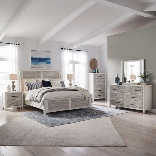 Backroads - 5 Piece Bedroom Set (King Sleigh Bed, Dresser & Mirror, Chest, Night Stand) - White