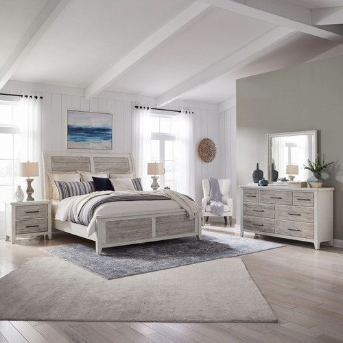 Backroads - 4 Piece Bedroom Set (King Sleigh Bed, Dresser & Mirror, Nightstand) - White