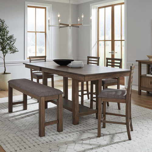 Brook Bay - 6 Piece Gathering Trestle Table Set - Brown