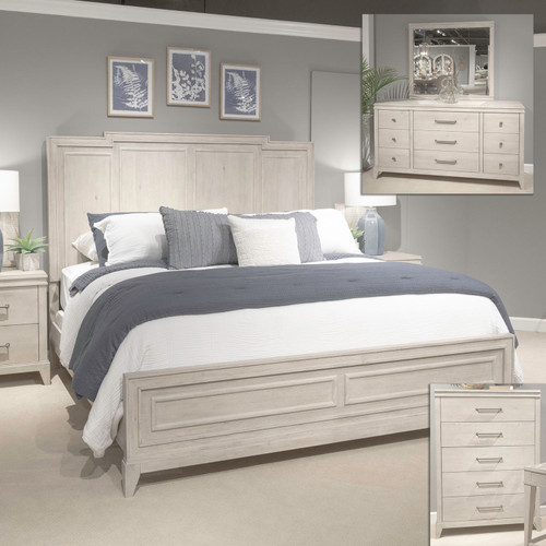 New Haven - 4 Piece Bedroom Set (Queen Panel Bed, Dresser & Mirror, Chest) - White