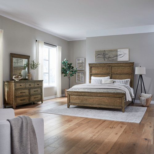 Carolina Park - 3 Piece Bedroom Set (Queen Panel Bed, Dresser & Mirror) - Brown