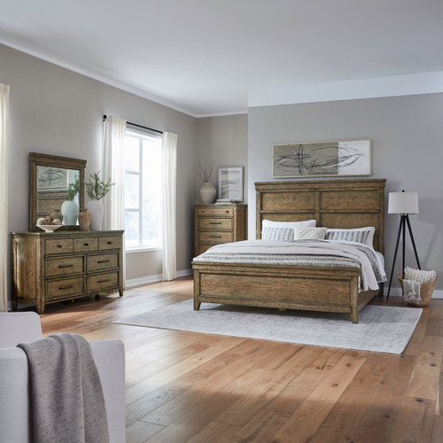 Carolina Park - 4 Piece Bedroom Set (Queen Panel Bed, Dresser & Mirror, Chest) - Brown