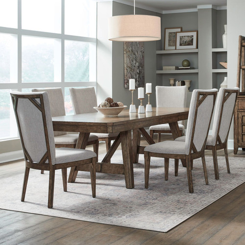Carolina Park - 7 Piece Trestle Table Set - Brown