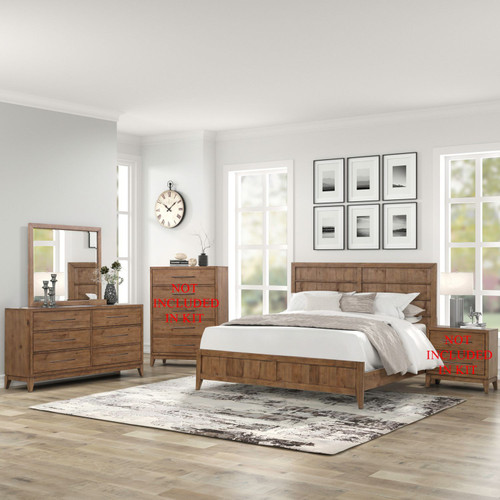 Shaker Lakes - 3 Piece Bedroom Set (Queen Panel Bed, Dresser & Mirror) - Brown