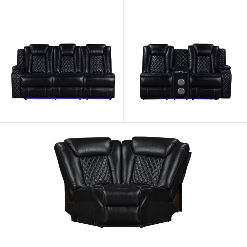 Orion II - 3 Piece Sectional Manual - Black Orion II - 3 Piece Sectional Manual - Black
