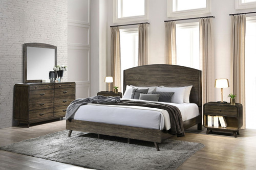 Rex - Western King 5 Piece Bedroom Set (Bed, Dresser, Mirror, 2 Nightstands) - Brown Rex - Western King 5 Piece Bedroom Set (Bed, Dresser, Mirror, 2 Nightstands) - Brown