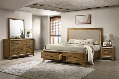 Talcott - 6/0 Western King 4 Piece Bedroom Set (Bed & Dresser & Mirror & Nightstand) - Light Brown