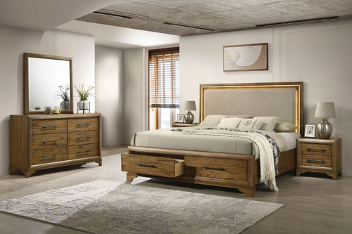 Talcott - 5/0 Queen 5 Piece Bedroom Set (Bed & Dresser & Mirror & 2 Nightstands) - Light Brown Talcott - 5/0 Queen 5 Piece Bedroom Set (Bed & Dresser & Mirror & 2 Nightstands) - Light Brown