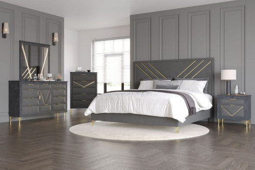 Symmetry - Western King 5 Piece Bedroom Set (Bed, Dresser, Mirror, Chest, Nighstand) - Gray Symmetry - Western King 5 Piece Bedroom Set (Bed, Dresser, Mirror, Chest, Nighstand) - Gray