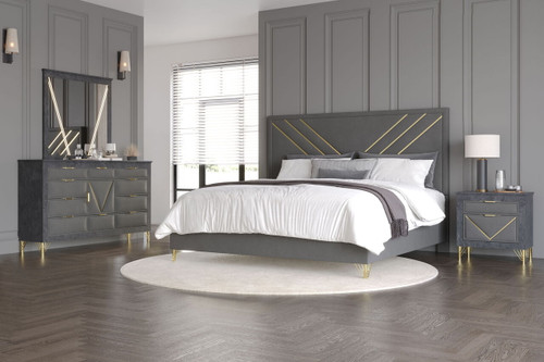 Symmetry - Queen 4 Piece Bedroom Set (Bed, Dresser, Mirror, Nighstand) - Gray Symmetry - Queen 4 Piece Bedroom Set (Bed, Dresser, Mirror, Nighstand) - Gray