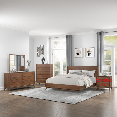 Century Modern - 3 Piece Bedroom Set (Queen Platform Bed, Dresser & Mirror) - Light Brown Century Modern - 3 Piece Bedroom Set (Queen Platform Bed, Dresser & Mirror) - Light Brown