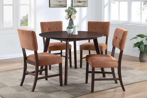 Tioga - 47" Round Dining Table & 4 Chairs - Brown
