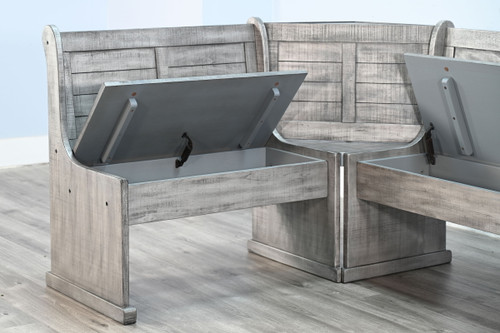 Alpine - Short Bench & Corner Seat, Wood Seat - Pearl Silver