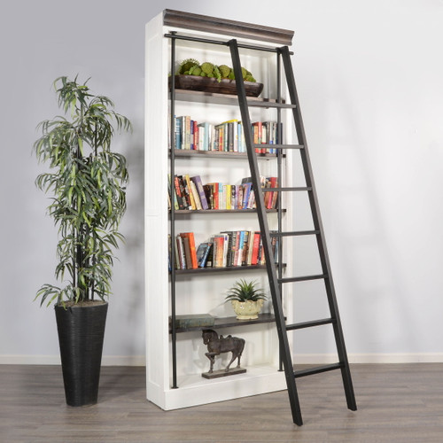 Wood Ladder With Hook - White