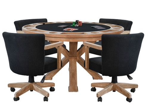 5 Piece Reversible Game And Dining Poker Table Set - Oak Grove