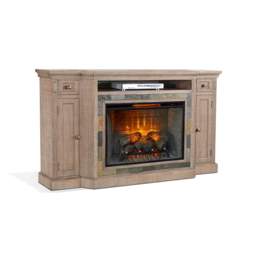 72" Media Console With Electric Fireplace - Desert Rock