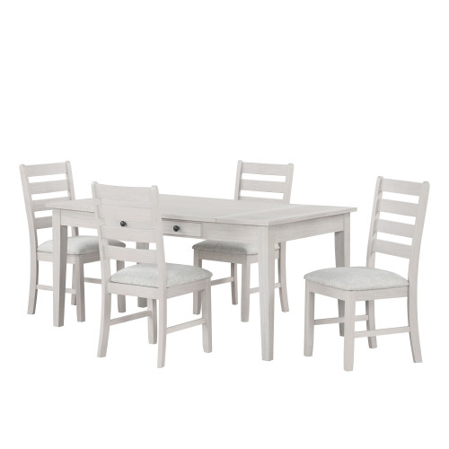 Echo - Dining Table And 4 Chairs - White / Gray