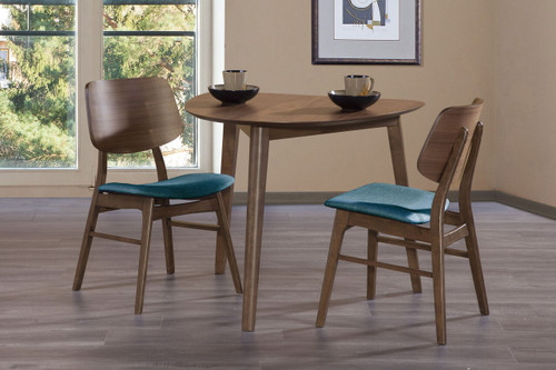 Oscar - Corner Table With 2 Teal Cushion Chairs - Brown