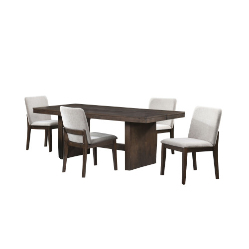 Kody - 79" Rectangle Fixed Top Dining Table With 4 Chairs - Brown / Cream