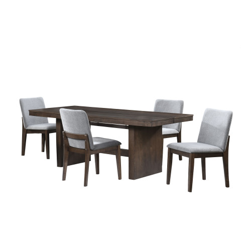 Kody - 79" Rectangle Fixed Top Dining Table With 4 Chair - Brown / Stone Gray