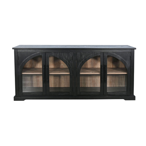 Elena - Modern Black Wood Display Cabinet With Arched Glass Doors - Umbra / Oak Grove