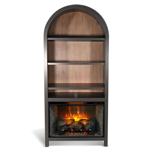 Chill - Arch Bookcase With 33" Fireplace Option - Black