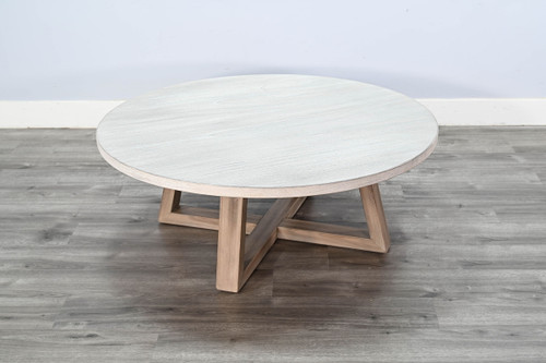 Rowan - Round Coffee Table - Light Gray / Wheat