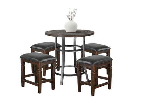 Counter Height 5 Piece Backless Stool Dining Set - Tobacco Leaf