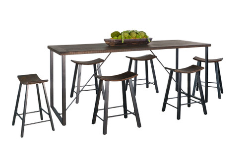 Newport - 7 Piece Counter Backless Height Friendship Set - Tobacco Leaf