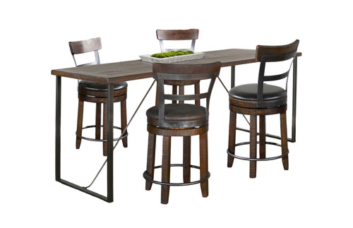 Newport - 5 Piece Full Back Counter Height Friendship Set - Tobacco Leaf