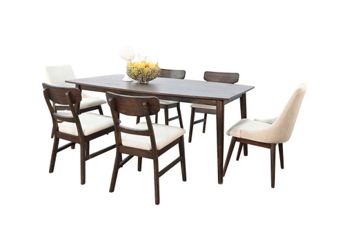 Mid-Century - Wood 7 Piece Side Chair Dining Set - Walnut