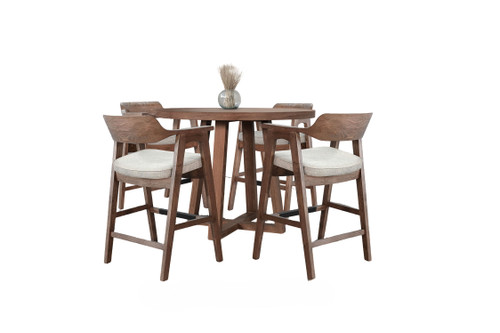 Mia - Round 5 Piece Counter Height Set - Cinder