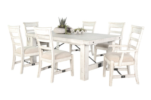 Extension Wood 7 Piece Dining Table Set - White Sand