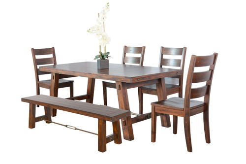 6 Piece Dining Set With Turn Buckle - Vintage Mocha