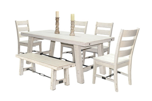 6 Piece Dining Set With Turn Buckle - White Sand
