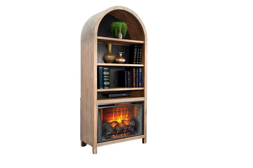 Arched Bookcase With Electric Fireplace - Oak Grove / Umbra