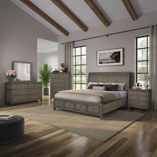 Twin Lakes - 5 Piece Bedroom Set (Queen Storage Bed, Dresser & Mirror, Chest, Night Stand) - Gray