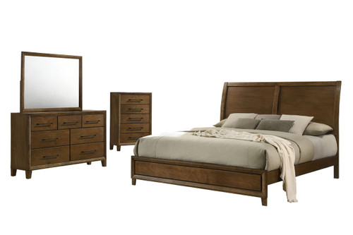 Ballard - 6/6 Eastern King 4 Piece Bedroom Set (Bed, Dresser, Mirror, Chest) - Brown
