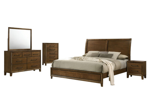 Ballard - 6/0 Western King 5 Piece Bedroom Set (Bed, Dresser, Mirror, Chest, Nightstand) - Brown
