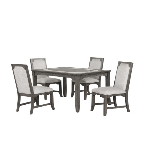 Lisbon - Rectangle Dining Table With 4 Chairs - Gray