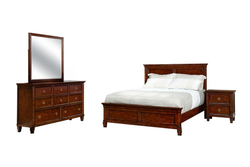 Tamarack - 5/0 Queen 4 Piece Bedroom Set (Bed, Dresser, Mirror, Nightstand) - Brown Cherry