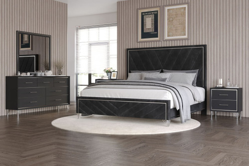 Ava - 5/0 Queen 5 Piece Bedroom Set (Bed, Dresser, Mirror, 2 Nightstands) - Black