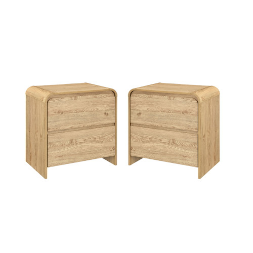 Mara - Two Drawer End Table / Bedside Table (Set of 2) - Natural
