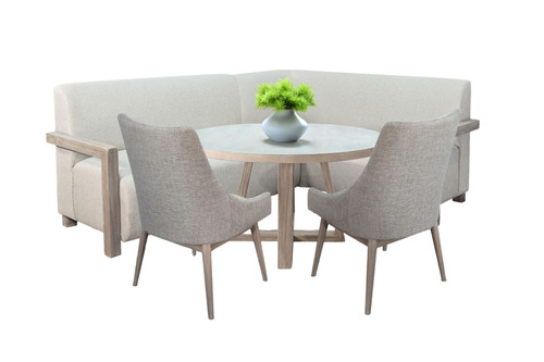 4-Piece Upholstered Dining Set (Bench, Table, 2 Highback Chairs) - Wheat