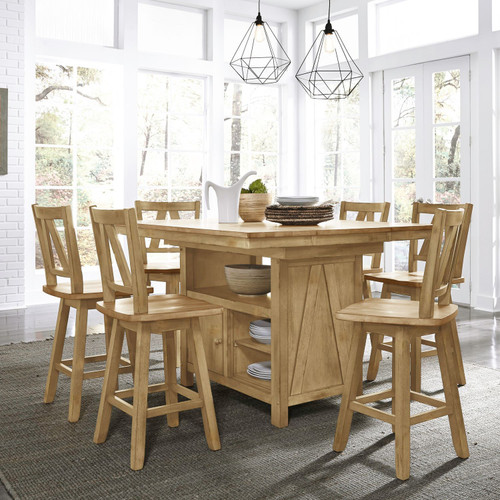 Lindsey Farm - 7 Piece Gathering Table Set - Brown