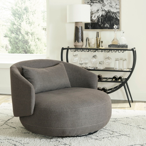 Haley - Upholstered Swivel Cuddler Chair - Charcoal