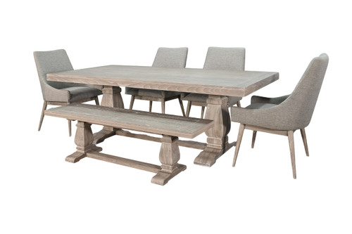 Gianna - 6 Piece Rectangular Dining Set With Bench - Wheat