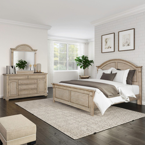 Summer House - 3 Piece Bedroom Set (King Panel Bed, Dresser & Mirror) - Brown