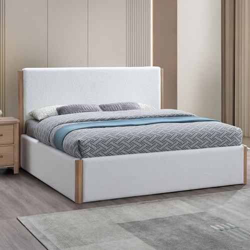 Anika - 6/6 King Upholstered Headboard - White / Natural