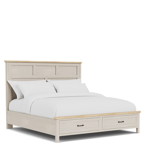 Glenndale - King Storage Footboard - Aged White / Wheat